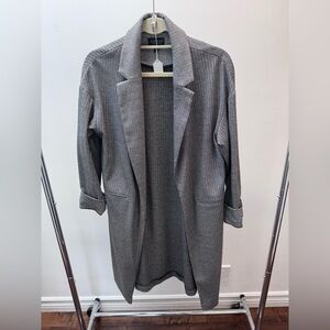 Top Shop Women's Houndstooth Gray Longline Jacket